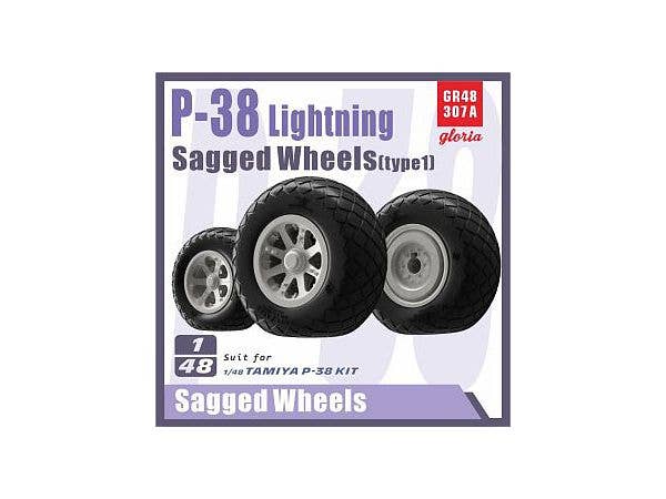 P-38 Lightning Sagged Wheels (Type 1) (For Tamiya Kit)