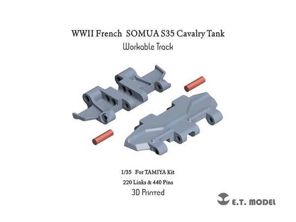 WW.II French Somua S35 Cavalry Tank Workable Track (3D)
