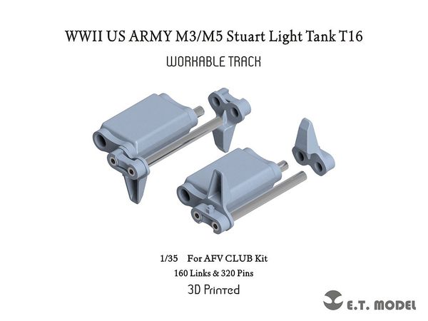 WWII U.S. Army M3 / M5 Stuart Light Tank T16 Movable Track (for AFV Club)