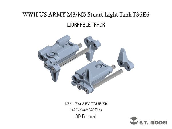 WWII U.S. Army M3 / M5 Stuart Light Tank T36E6 Movable Track (for AFV Club)