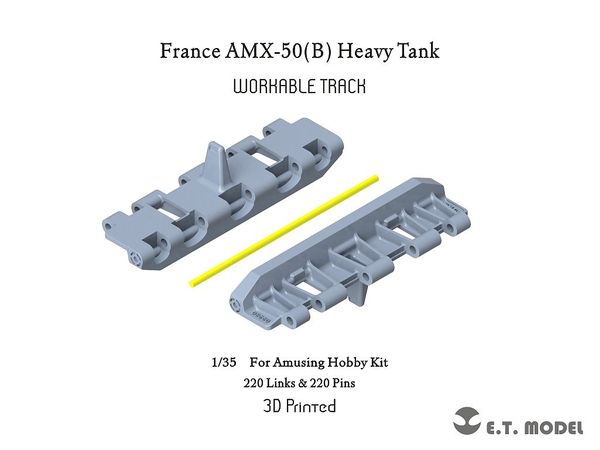 Modern French AMX-50 (B) Heavy Tank Movable Tracks (for Amusing Hobby)