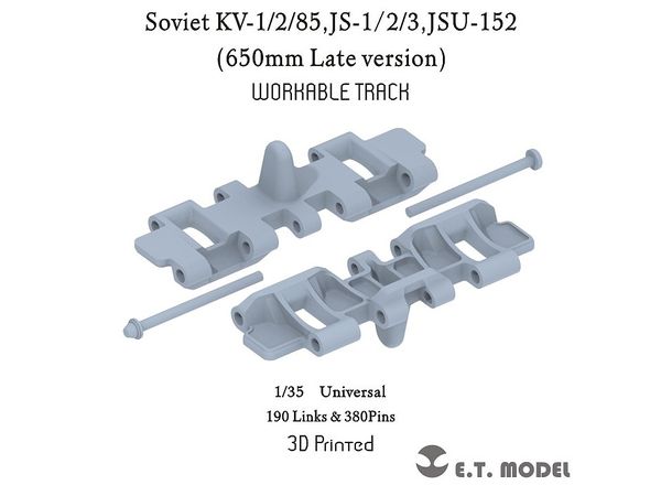 Late Movable Tracks for Soviet KV-1/2/85 JS-1/2/3 ISU-152 (650mm) (Compatible with Each Company's Kit)