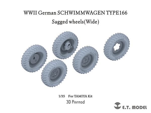 WWII Germany Self-weight Deformable Tire for Schwimwagen 166 type wide type (for Tamiya)