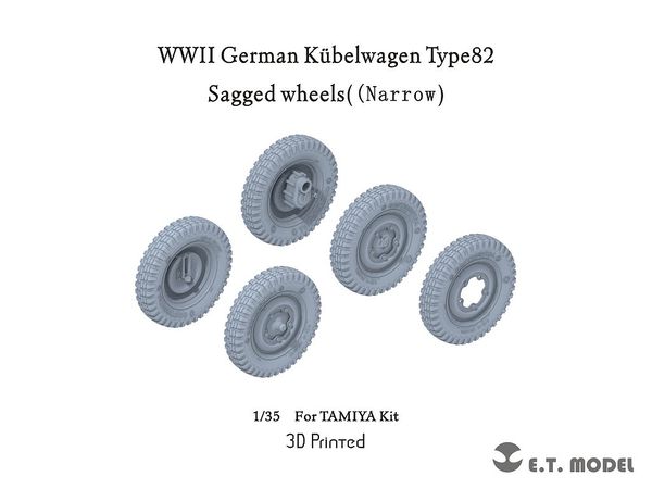 WWII Germany Self-weight Deformable Tire for Kubelwagen 82 type Narrow width type (for Tamiya)