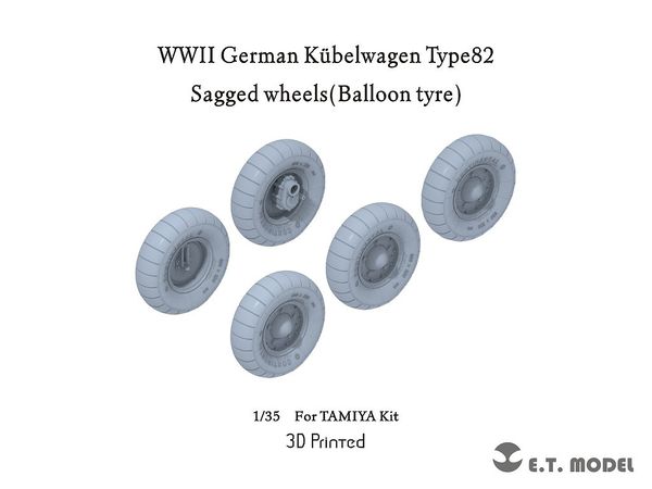 WWII Germany Self-weight Deformable Tire for Kubelwagen 82 type Balloon type (for Tamiya)