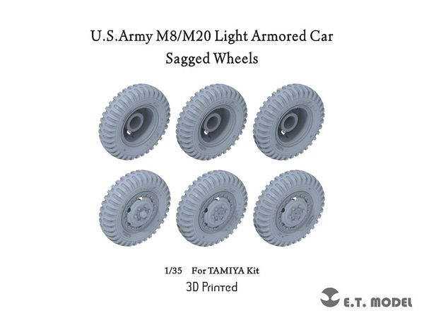 U.S.Army M8/M20 Light Armored Car Sagged Wheels (For TAMIYA Kit)