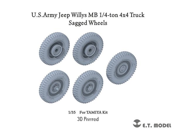 U.S.Army Jeep Willys MB 1/4-ton 4x4 Truck Sagged Wheels (For TAMIYA Kit)