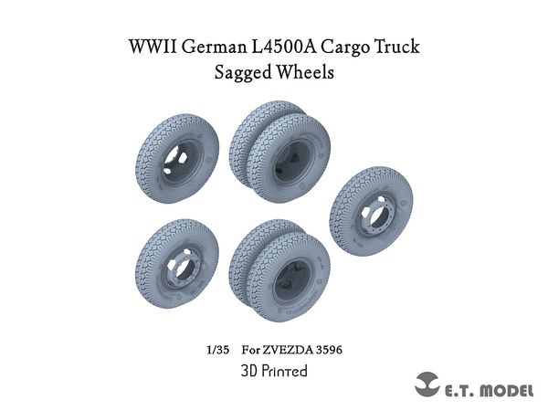 WWII German L4500A cargo truck with self-weight deformation tire set (for Zvezda 3596)