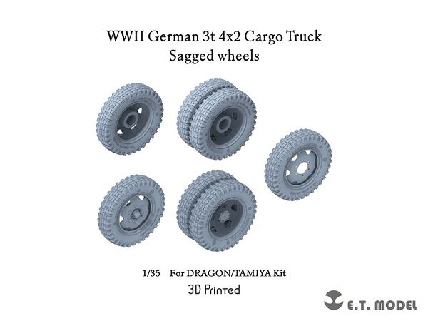 WWII German 3t 4x2 cargo truck with self-weight deformation tire set (for Dragon/Tamiya)