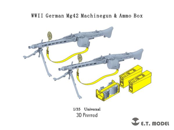 WWII German MG42 Machine Gun & Ammo Box Set (2 sets included)