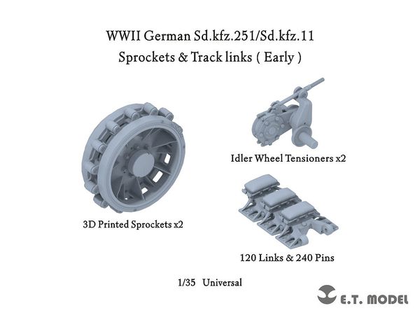 WWII Germany Sd.Kfz.251 Armored Personnel Carrier / Sd.Kfz.11 3 ton Half-track Articulated Movable Track / Starting Wheel / Guide Wheel Base Set Initial Type