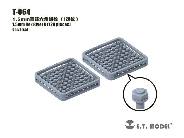 Detail Parts 1.5mm Hex Rivet (120pcs)