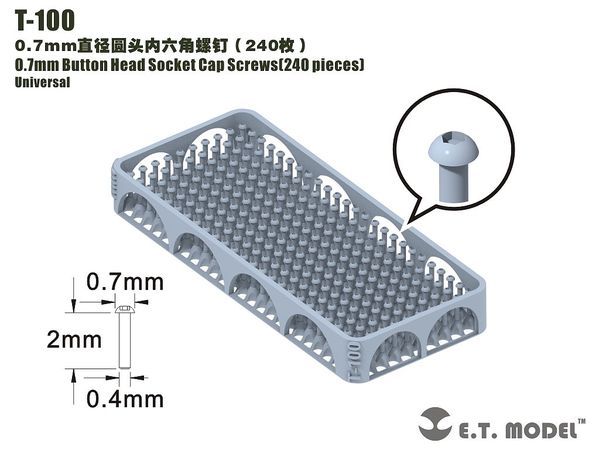 General Purpose 0.7mm Diameter Hex Socket Button Bolt (240pcs)