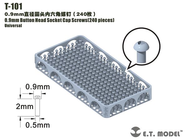 General Purpose 0.9mm Diameter Hex Socket Button Bolt (240pcs)