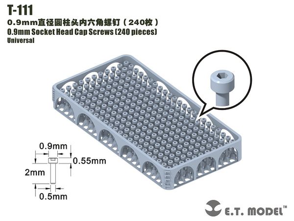 General Purpose 0.9mm Diameter Hexagon Socket Bolt (240pcs)