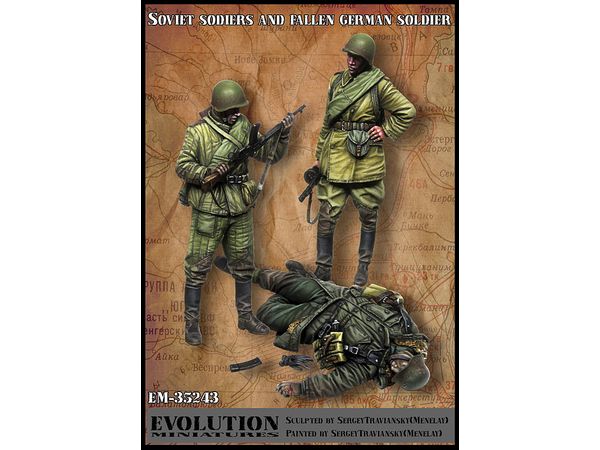WWII Russian/Soviet Soviet Union Infantry Inspecting StG44 and Fallen German Soldier (3 pieces)