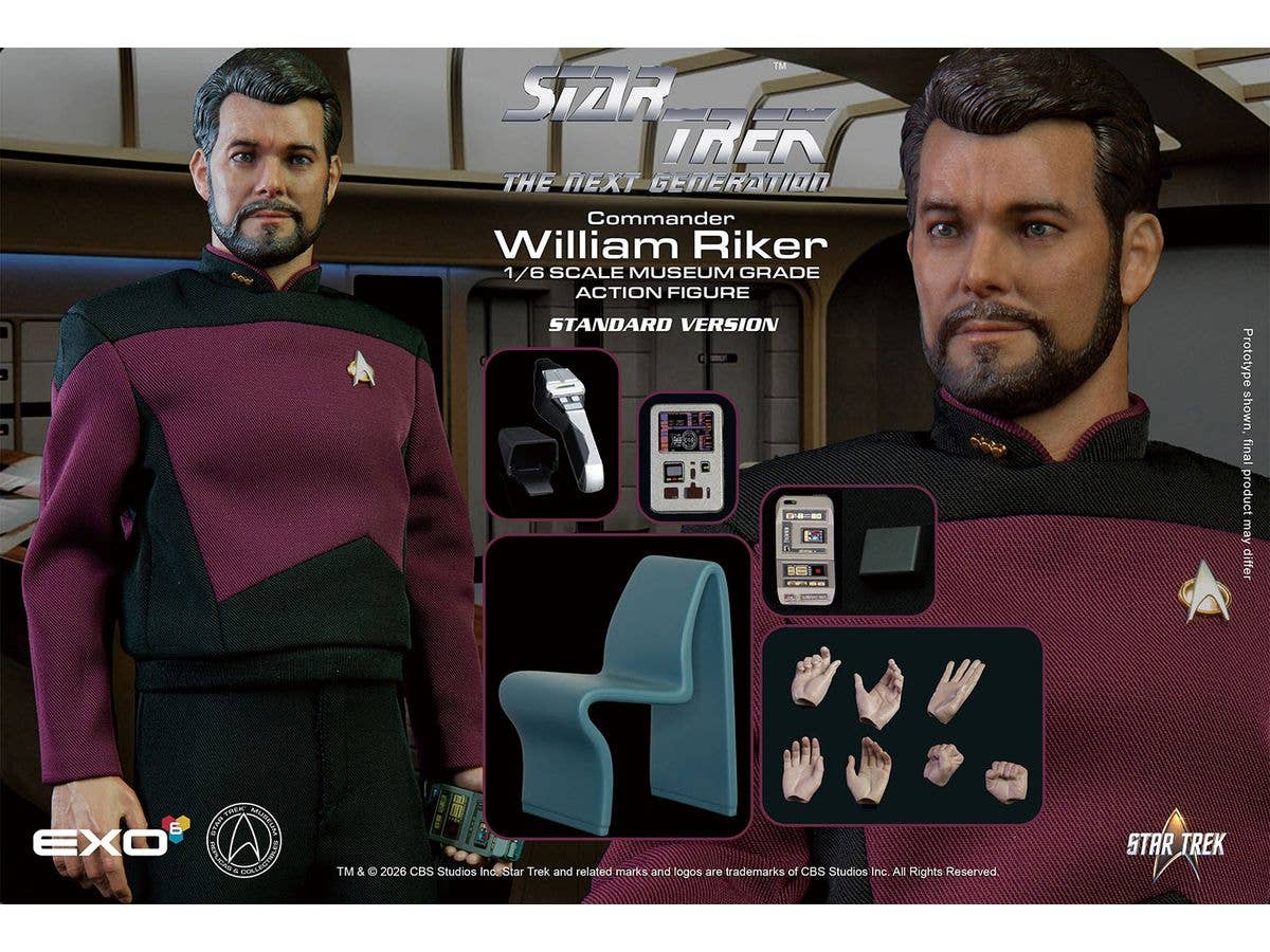 Hyper-Realistic Action Figure Star Trek: The Next Generation Lieutenant Commander William T. Riker (Deluxe Version)