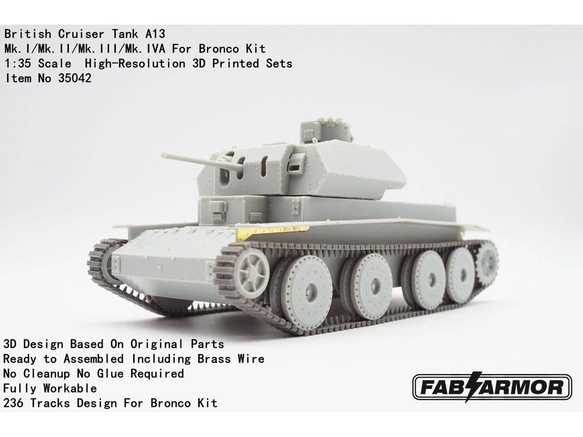 British Cruiser Tank A13 Mk.I/Mk.II/Mk.III/Mk.IVA Tank Tracks For Bronco Kit