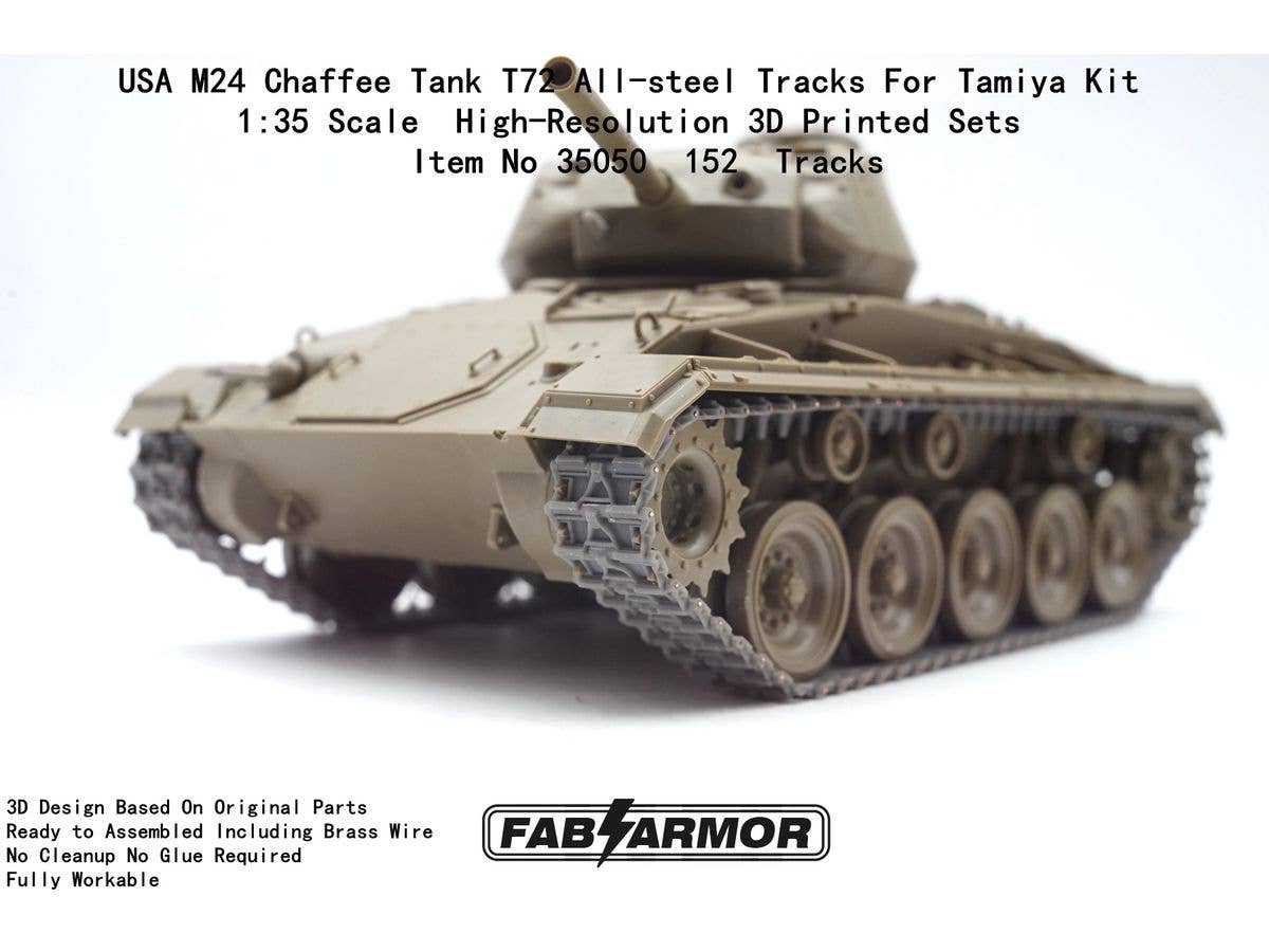USA M24 Chaffee Tank T72 All-steel Tracks For Tamiya Kit