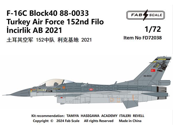 F-16C Block40 88-0033 Turkey Air Force 152nd Filo incirlik AB 2021