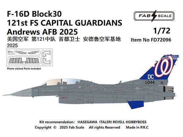 F-16D Blk30 121st FS CAPITAL GUARDIANS Andrews AFB 2025 (Photo-etched Parts Included)