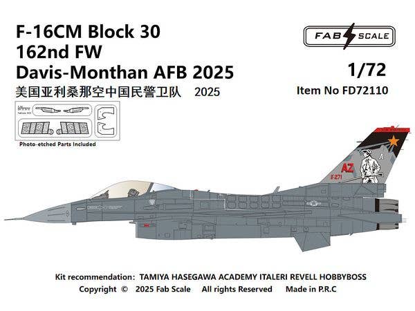F-16CM Blk 30 162nd FW Davis-Monthan (Photo-etched Parts Included)