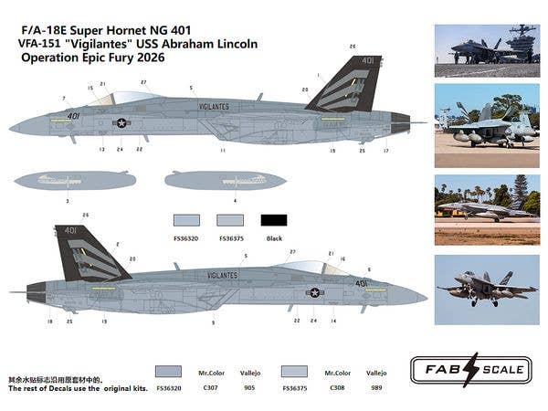 F/A-18E Super Hornet NG 401VFA-151 Vigilantes U.S.S Abraham Lincoln Operation Epic Fury 2026