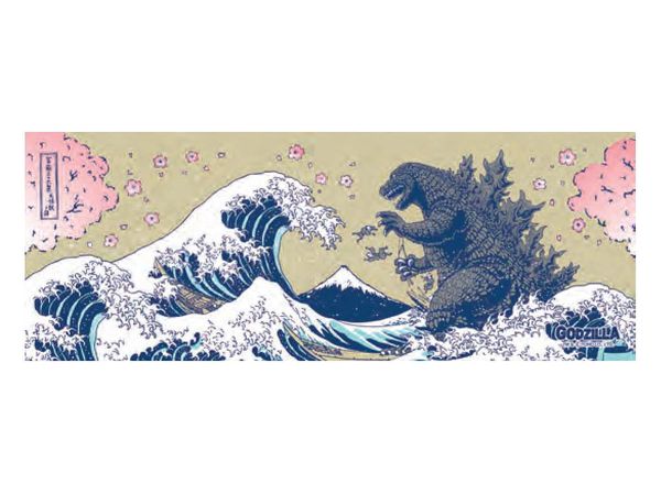 Godzilla: Nasen Tenugui Thirty-six Views of Mount Fuji & Giant Monster Sakura Ecru