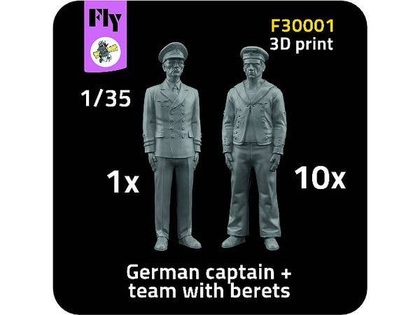WW.II German Navy figures: 1x captain + 10x sailor with berets