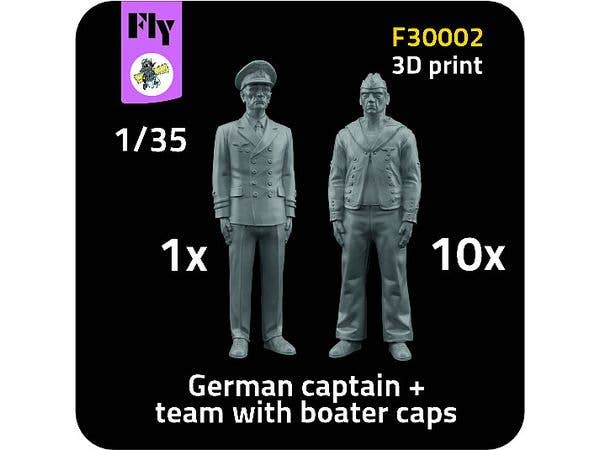 WW.II German Navy figures: 1x captain + 10x sailor with boater caps