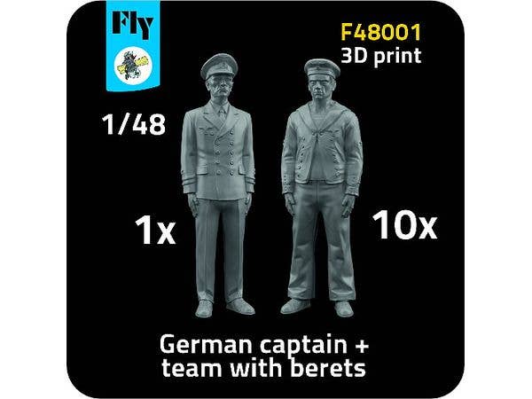 WW.II German Navy figures: 1x captain + 10x sailor with berets