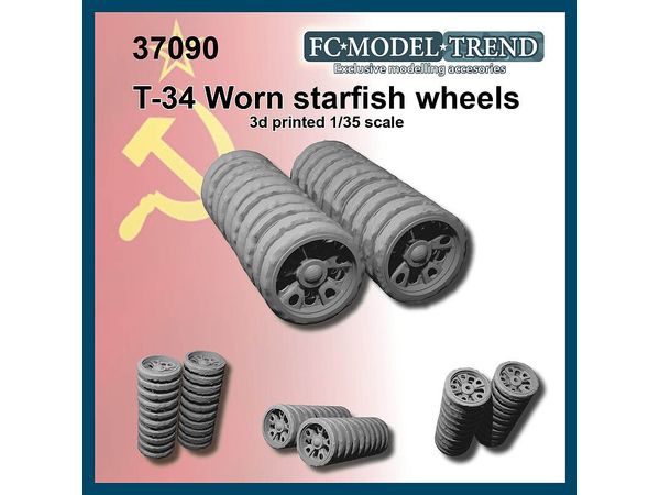 Current Use Russian/Soviet T-34 Tank Postwar Type Worn Starfish Wheels (for 1 car)