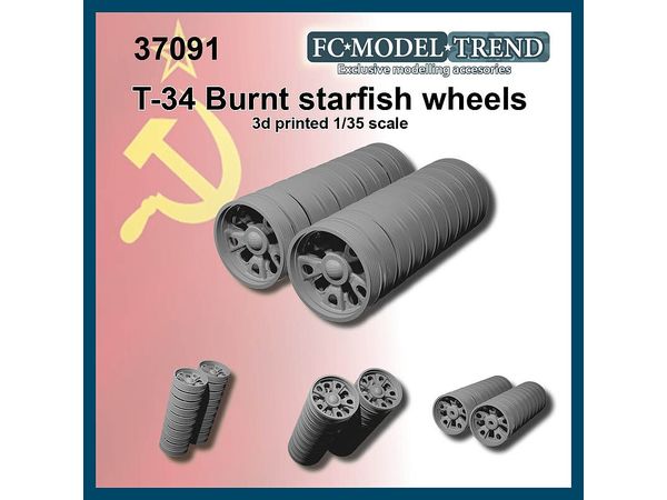 Current Use Russian/Soviet T-34 Tank Postwar Type Burned Out Starfish Type Wheel (for 1 Car)