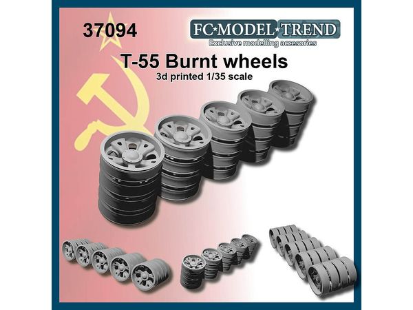 Current Use Russian/Soviet T-55 Tank Burnt Wheels (for 1 Car)