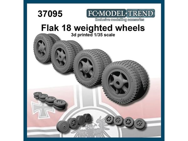 WWII German Flak 18 Anti-Aircraft Gun Self-weight Deformation Tire Wheel (8pcs)