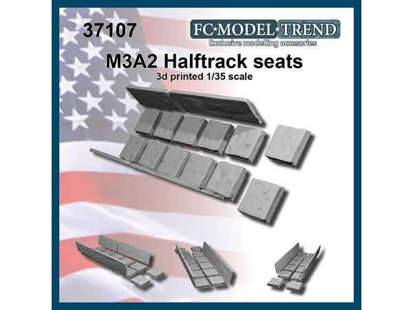 WWII U.S. M3A2 Personal Carrier Half-Track Seats (for 1 car)