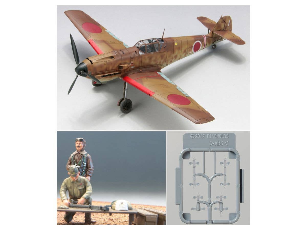 Messerschmitt Bf 109 E-7 JGSDF w/Maintenance Scene Set 2 (Pilot & Mechanics Figure & Nano Aviation Seatbelts + Tamiya Aircraft)