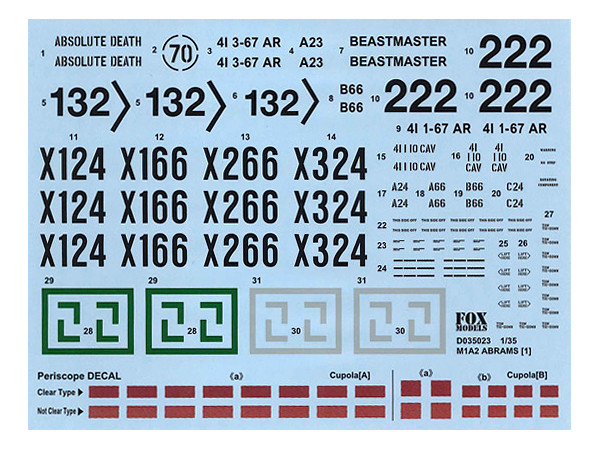 US M1A2 Abrams Decal Set [1] (for Tamiya)