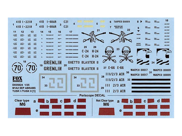 M1A2 SEP Abrams TUSK 1 / TUSK 2 Decal Set [1] for Tamiya
