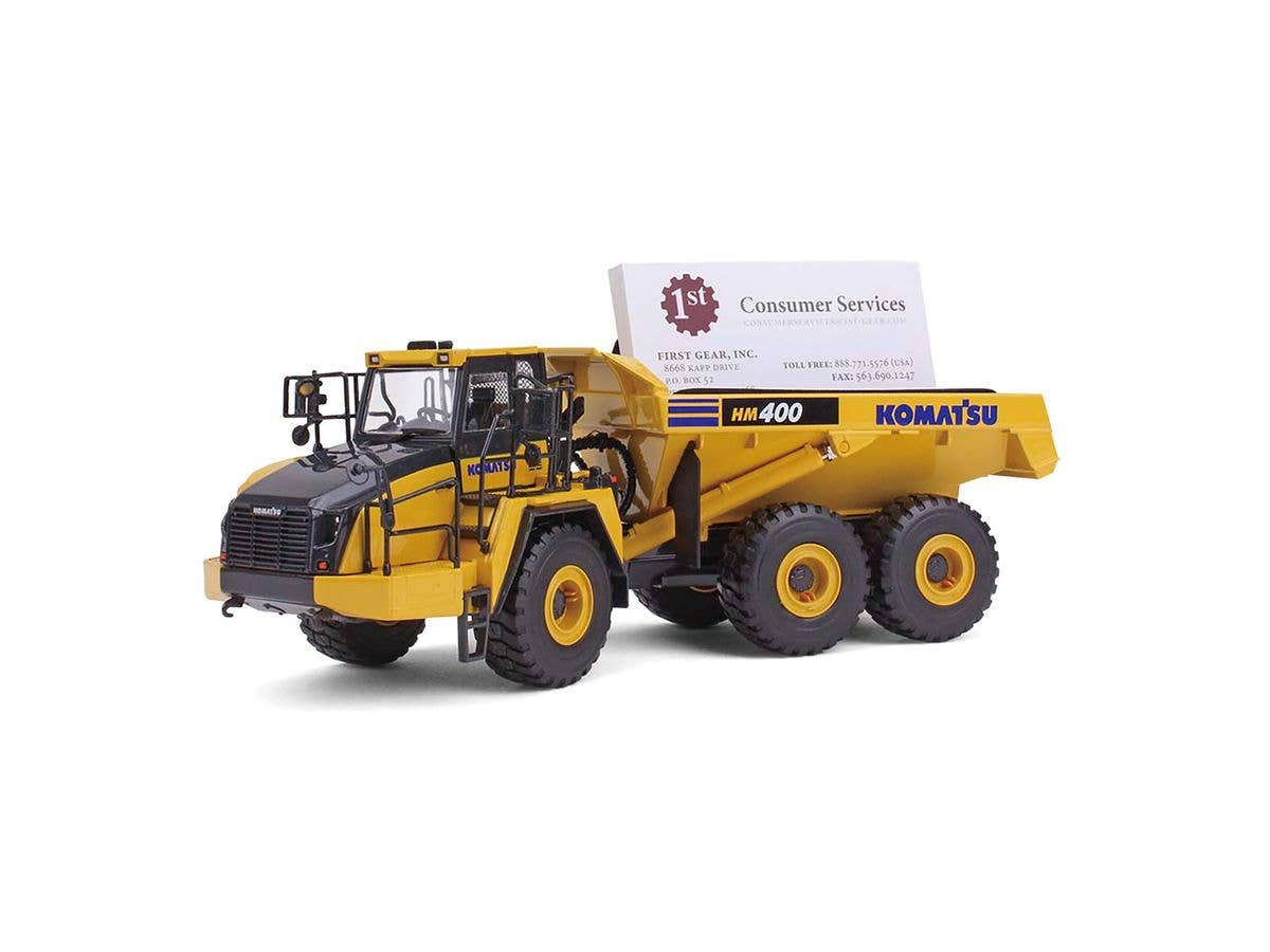 Komatsu HM400-5 Articulated Dump Truck Pre-painted Diecast Model with Business Card Holder