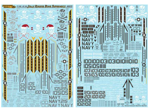 USNS F-14B Tom Cat Vf-103 Jolly Roger Decal Set