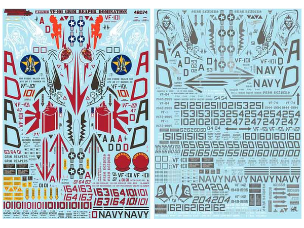 USNS F-14A/ B/ D Tom Cat VF-101 Grim Reaper Decal Set