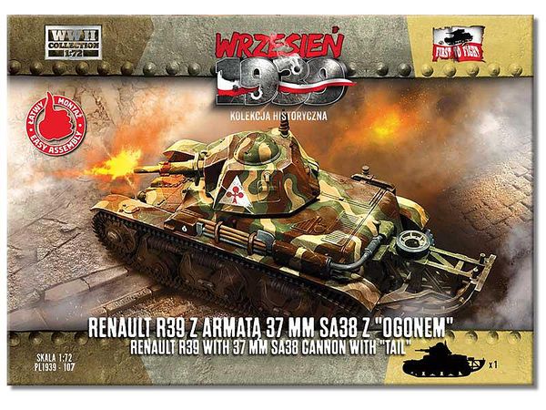 French Renault R39 Light Tank SA38 Mounted type with Tail Sled