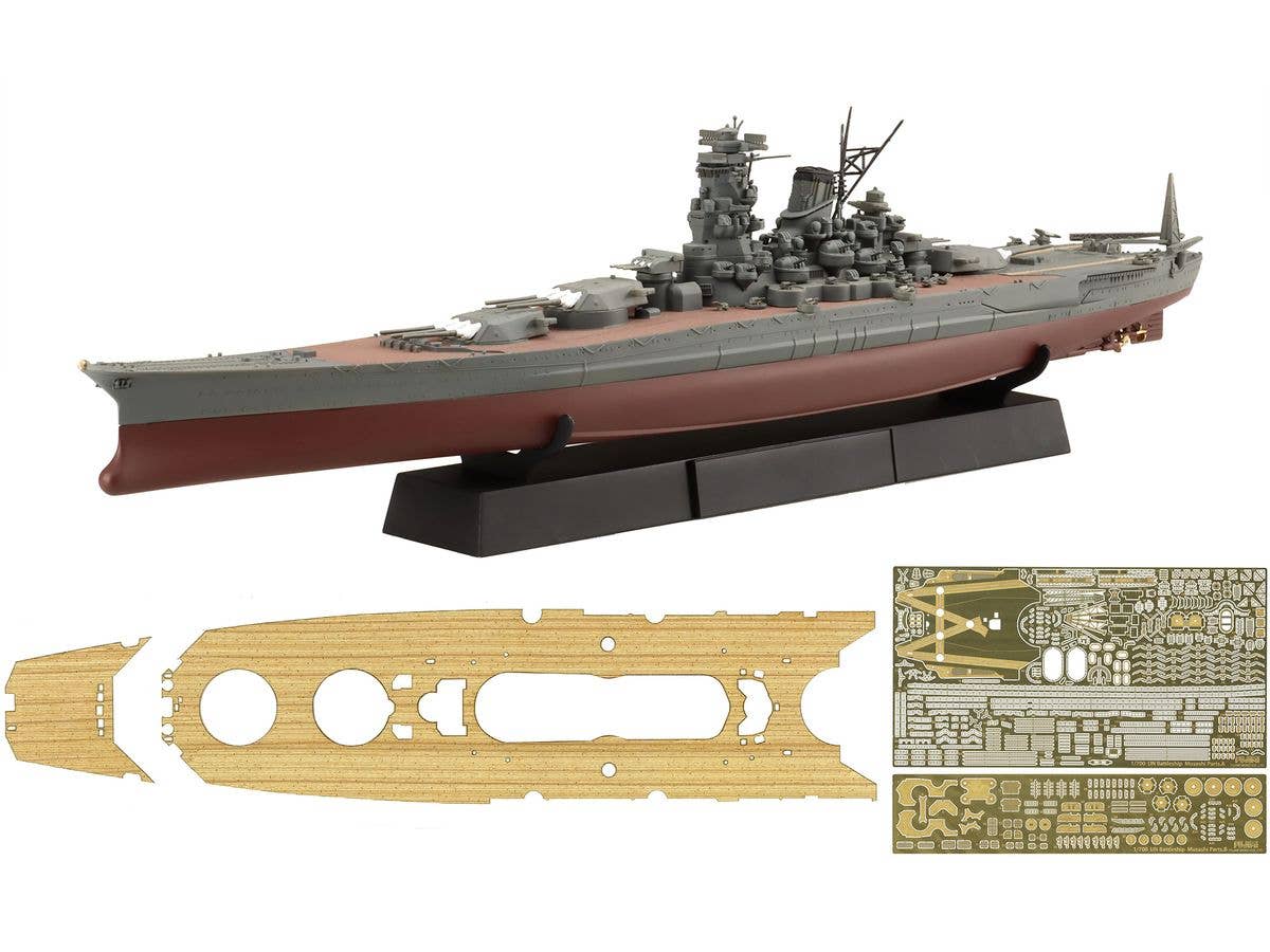 Japanese battleship Musashi (1944/Operation Shoichi-Go) Full Hull Model Special Edition (with Etched Parts And Wooden Deck Stickers)