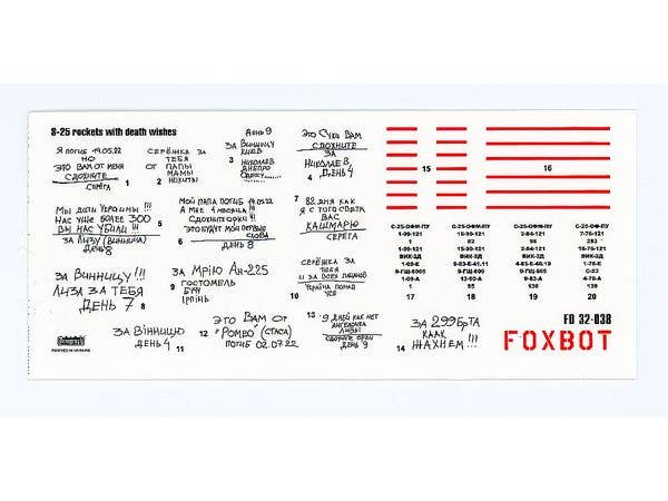 Stencils for S-25 rockets with death wishes, Ukrainian Air Forces (Foxbot Decals)