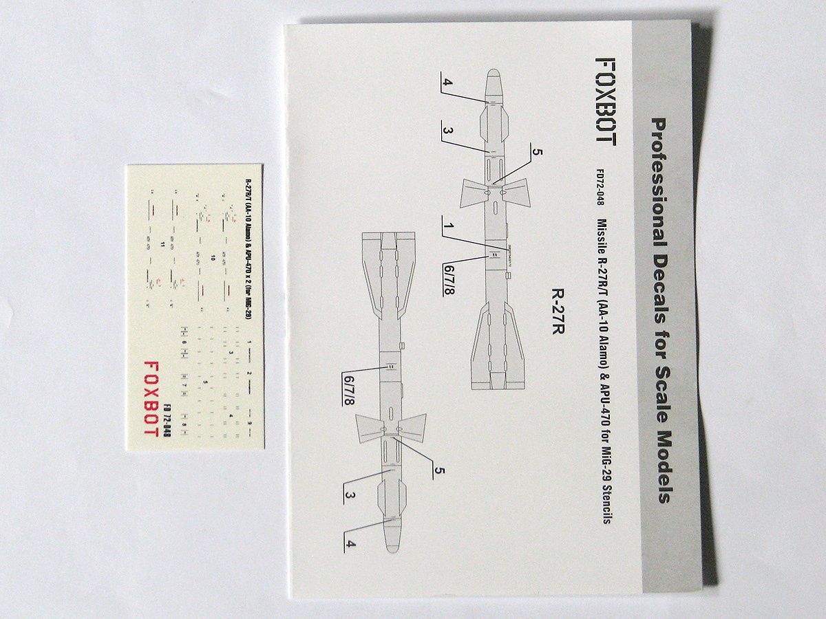Stencils for Missile R-27R/T (AA-10 Alamo) & APU-470 for MiG-29