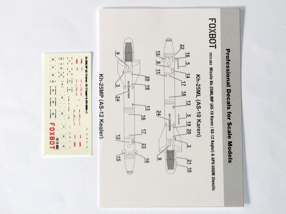 Stencils for Missile Kh-25ML/MP (AS-10 Karen/AS-12 Kegler) & APU-68UM