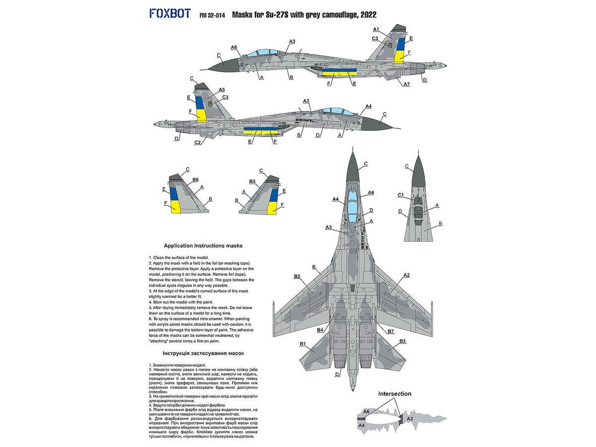 Su-27S with Grey camouflage, Ukrainian Air Forces, (Use & Foxbot Decal)