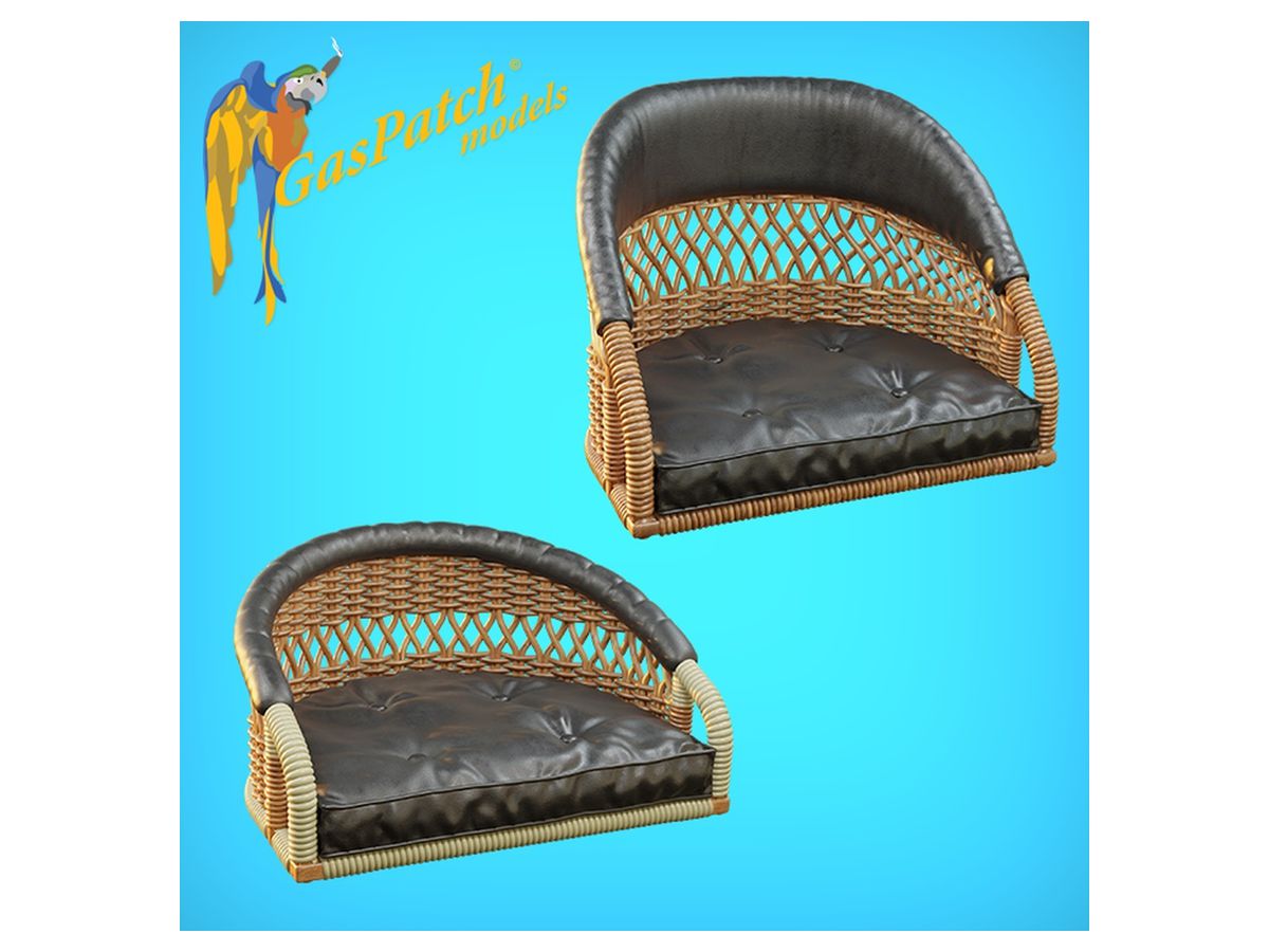 British Wicker Seat Perforated Back - Short leather frame ,Tall Big leather pad