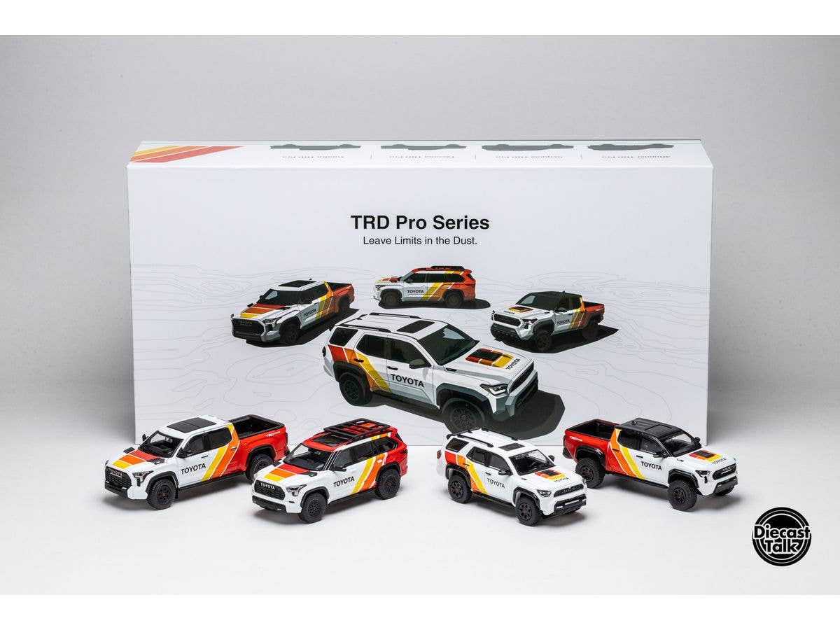 Toyota TRD PRO 4-car set, DiecastTalk custom-made (4Runner TRD PRO, Tacoma TRD PRO, Tundra TRD PRO, Sequoia TRD PRO)